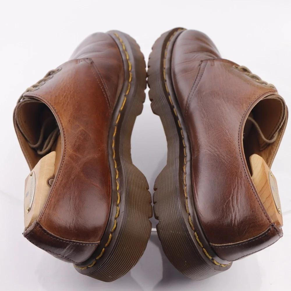 VTG Dr Martens England Mens 1561 Oxford Size 9 Brown Leather Plain Toe Shoe 4Eye
